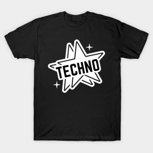 TECHNO  - Double Stars Retro (white) T-Shirt